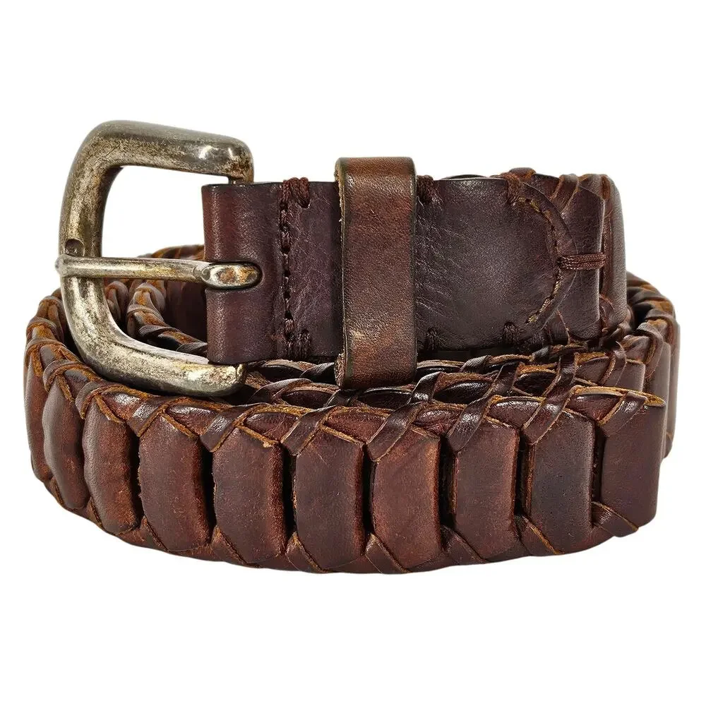 REWARD BRAND GENUINE LEATHER BRAIDED BELT SIZE 36 - DARK BROWN